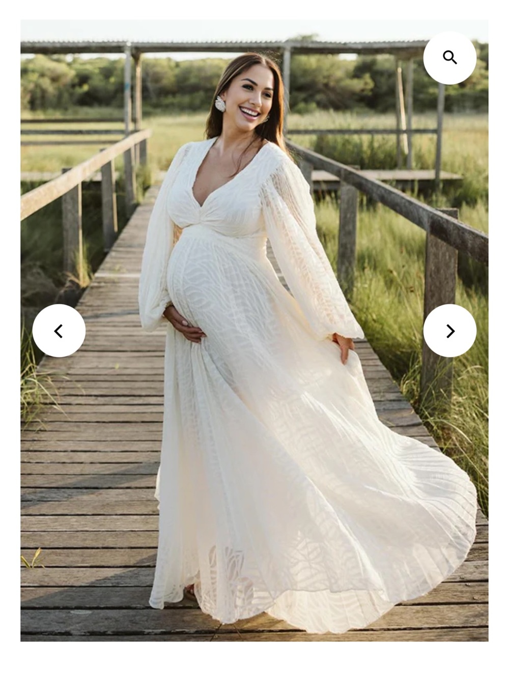 Momyknows Flowy White Maternity Maxi Dress
